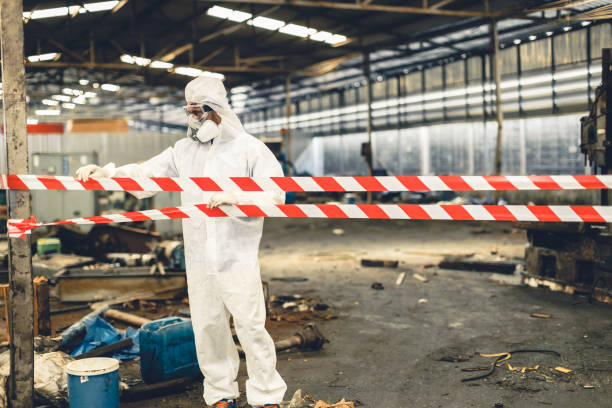 Professional Sewage Cleanup technician working in Nederland, TX